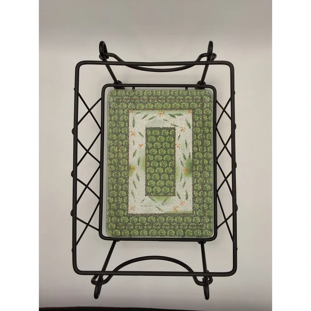 Temp-tations Old World Green 1.0 QT Rectangular Baker Set with Rack Lid Trivet